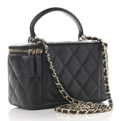 Chanel Lambskin Quilted Small Top Handle Vanity Case With Chain Black 3 of 11