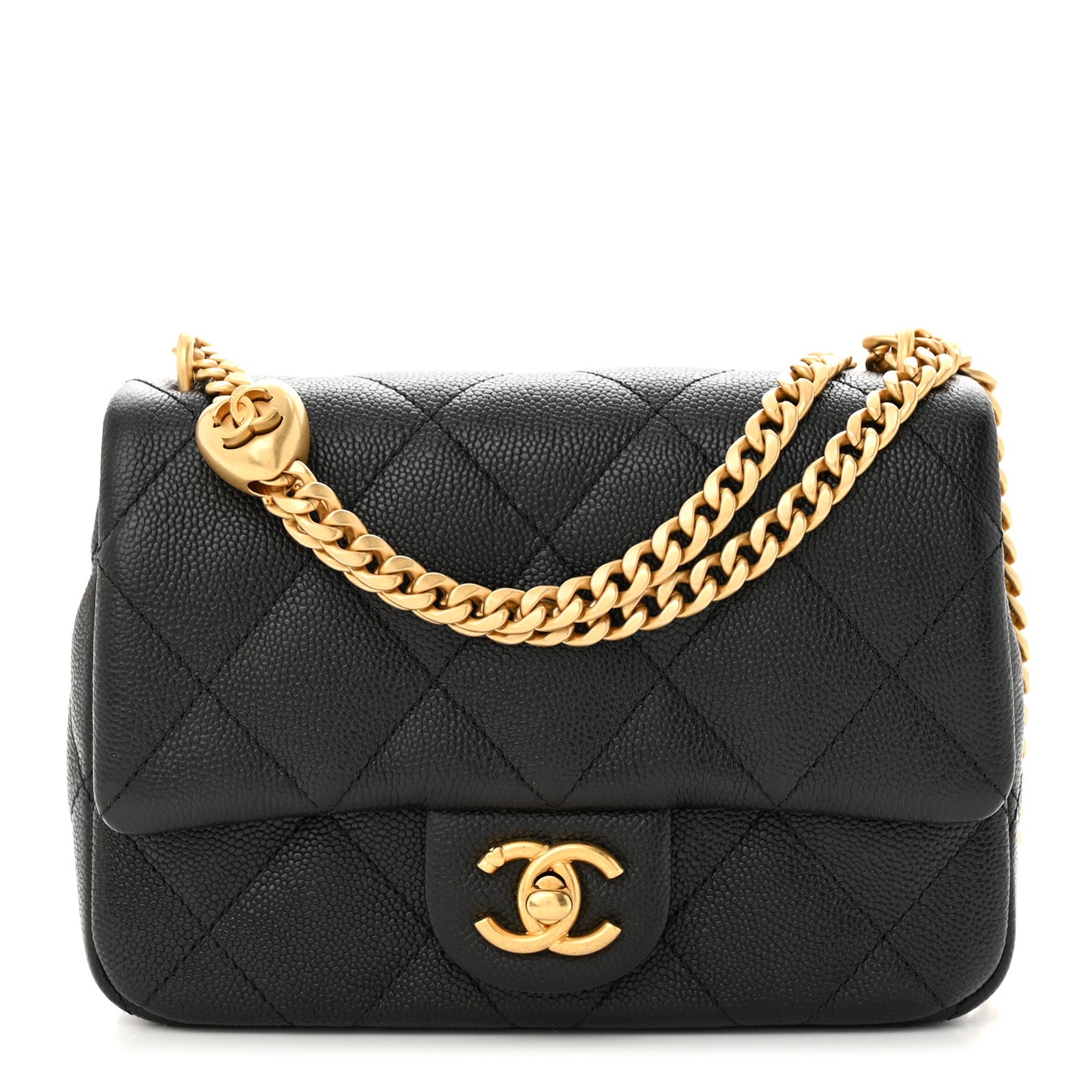 Caviar Quilted Mini Sweetheart Flap Black