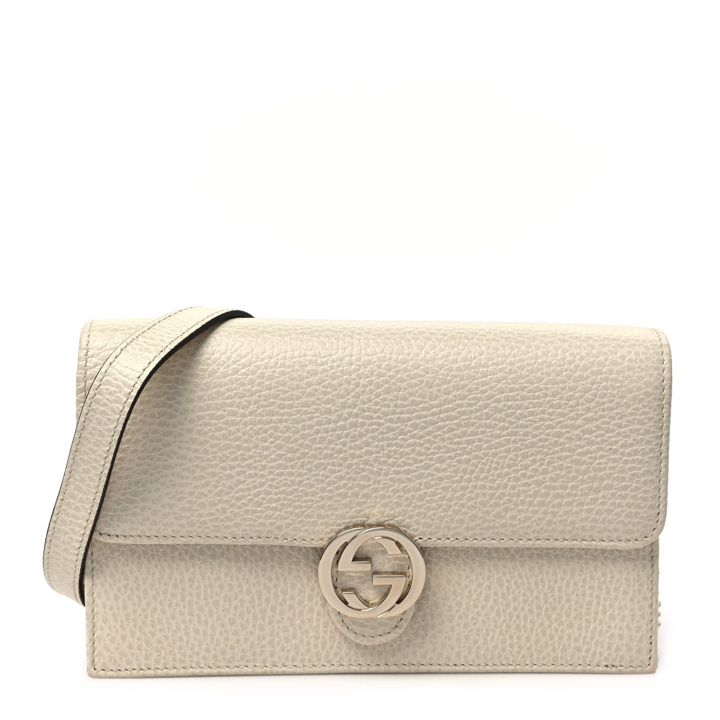Dollar Calfskin Interlocking G Chain Wallet Ivoire