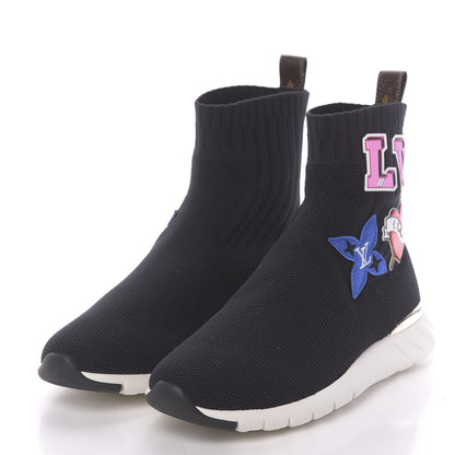 Louis Vuitton Stretch Fabric LV Black Heart Sock Sneaker 37 Black 3 of 8