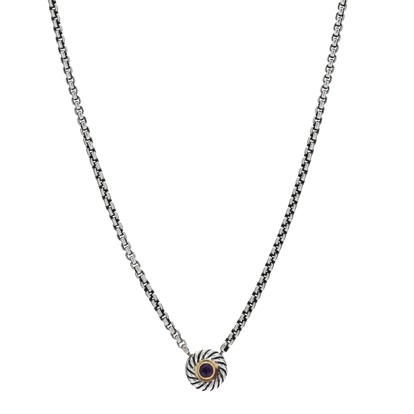 Sterling Silver 14K Yellow Gold Amethyst Cookie Necklace