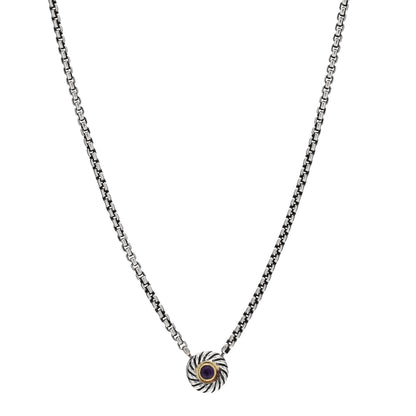 David Yurman Sterling Silver 14K Yellow Gold Amethyst Cookie Necklace 1 of 4