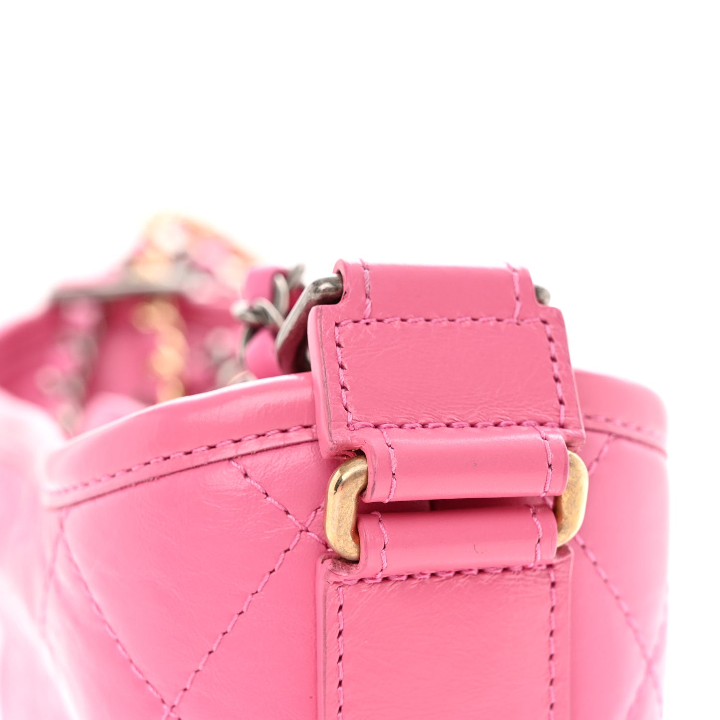 Aged Calfskin Quilted Small Gabrielle Hobo Rose