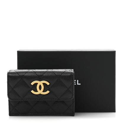 Chanel Caviar Quilted Small Textured CC Flap Wallet Black 9 of 9