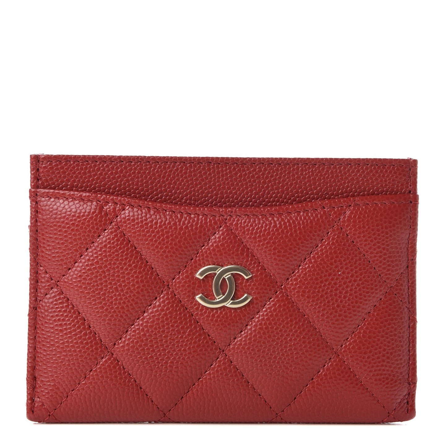 Caviar Quilted Card Holder Red