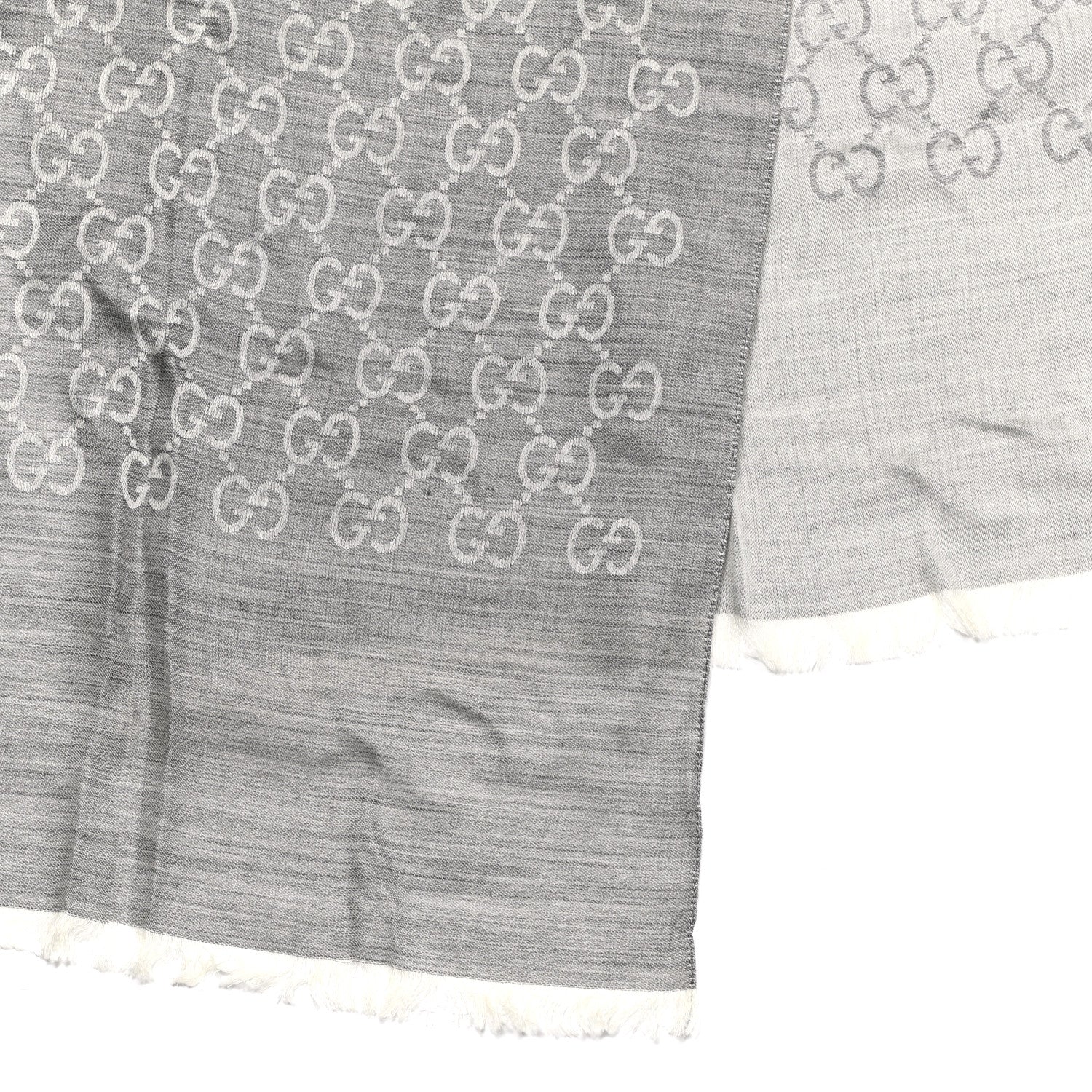 Gucci Wool Silk GG Monogram GGNat Scarf Lead 3 of 4