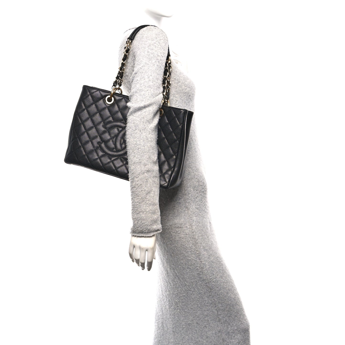 Caviar Quilted Grand Shopping Tote GST Black