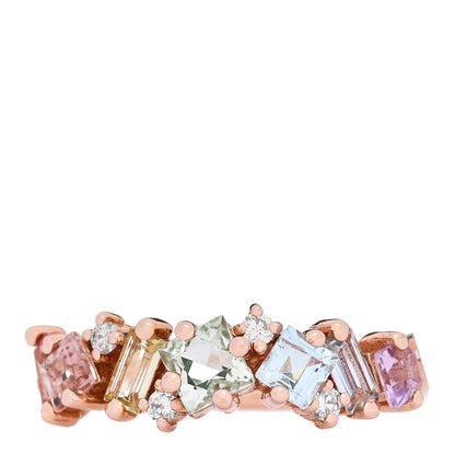 Suzanne Kalan 18K Rose Gold Diamond Multi Gemstone Nadima Half Band Ring 54 7 1 of 6