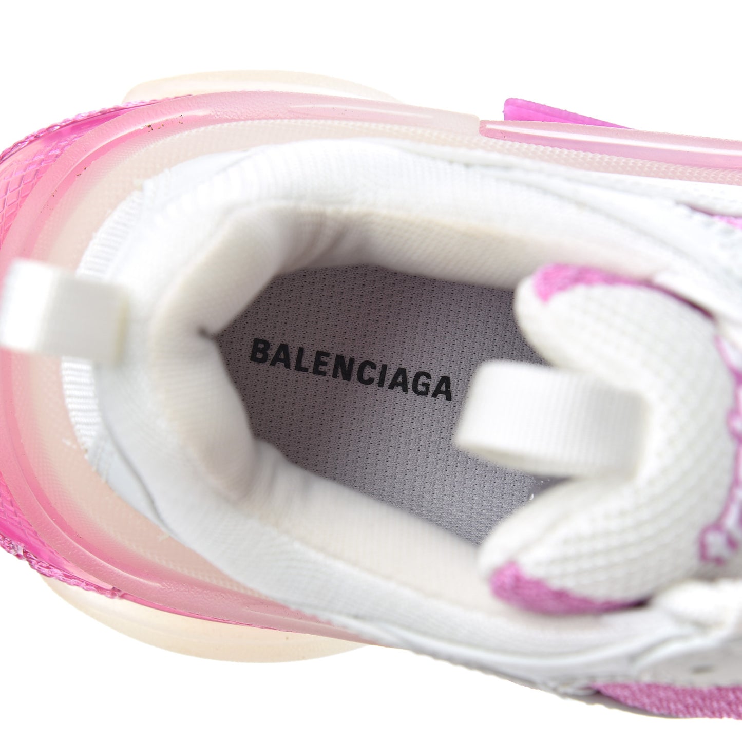 Fabric Mesh Clear Sole Womens Triple S Sneakers 37 White Pink