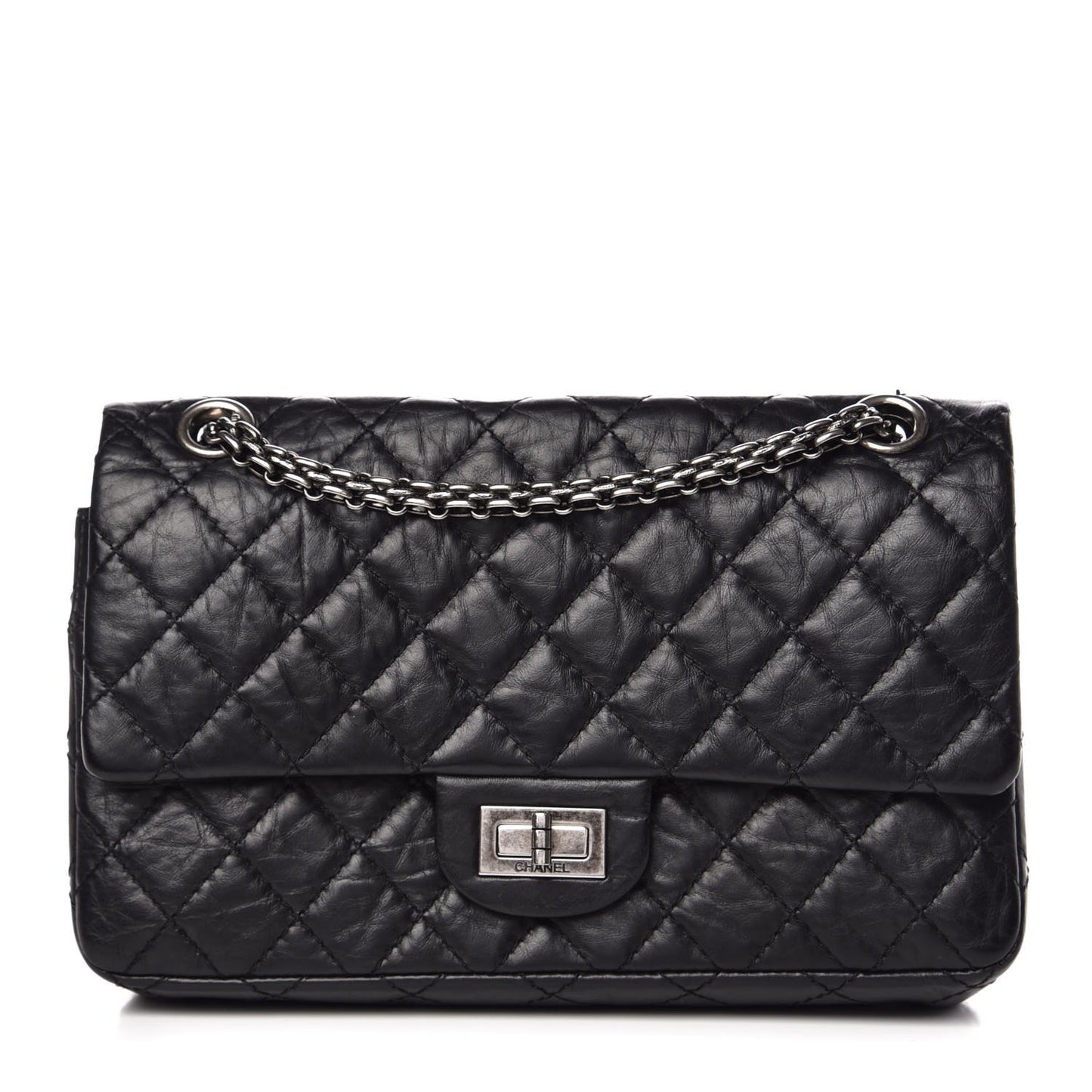 Aged Calfskin Quilted 2.55 Reissue 225 Flap Black