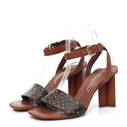 Louis Vuitton Calfskin Perforated Monogram Silhouette Sandals 39 Gold 3 of 8