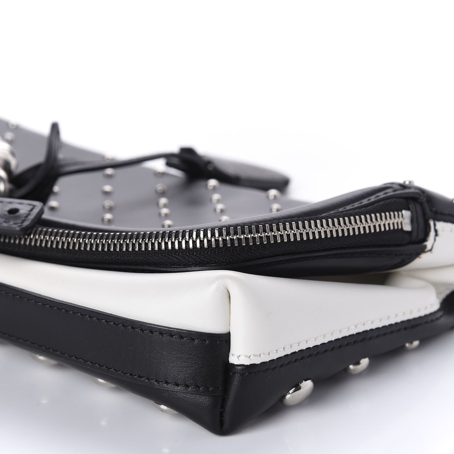 Alexander McQueen Calfskin Studded Padlock Skull Clutch Black 7 of 13