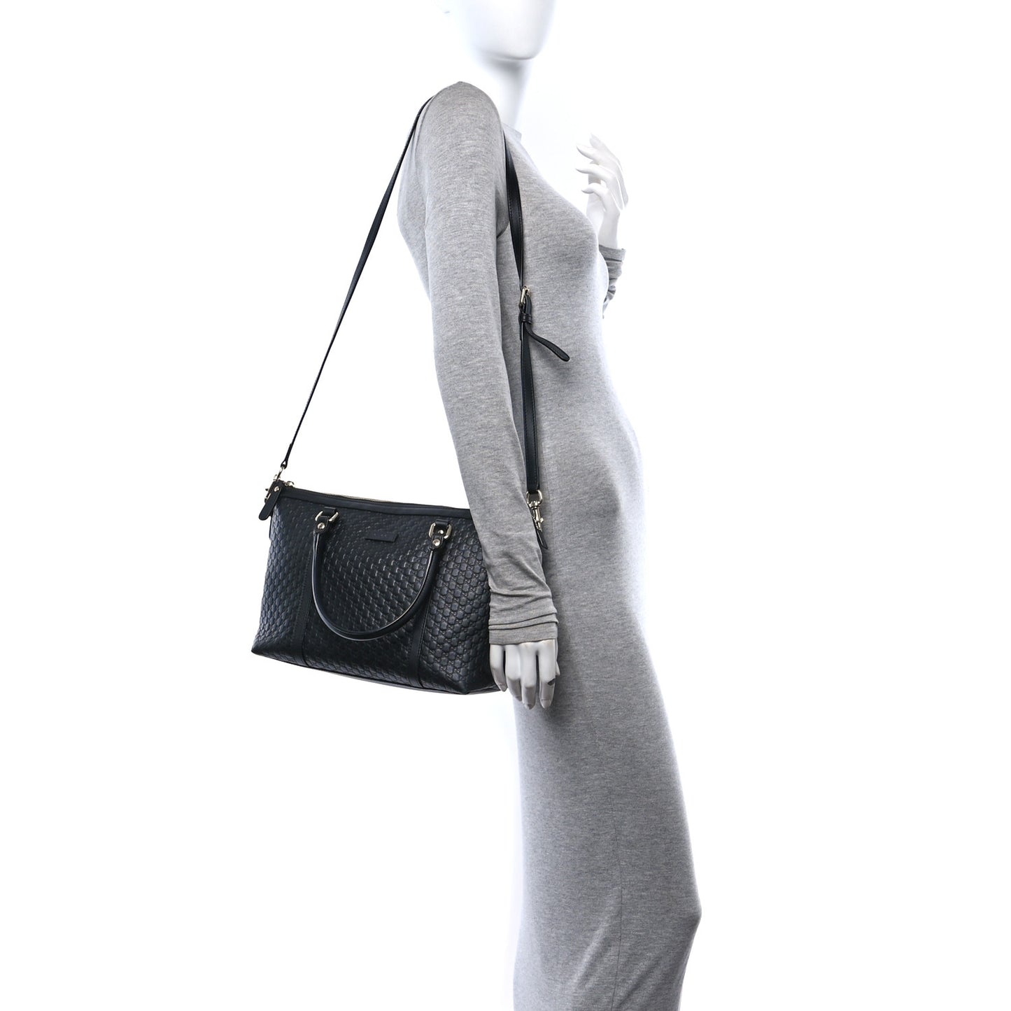 Soft Microguccissima Small Zippered Satchel Black