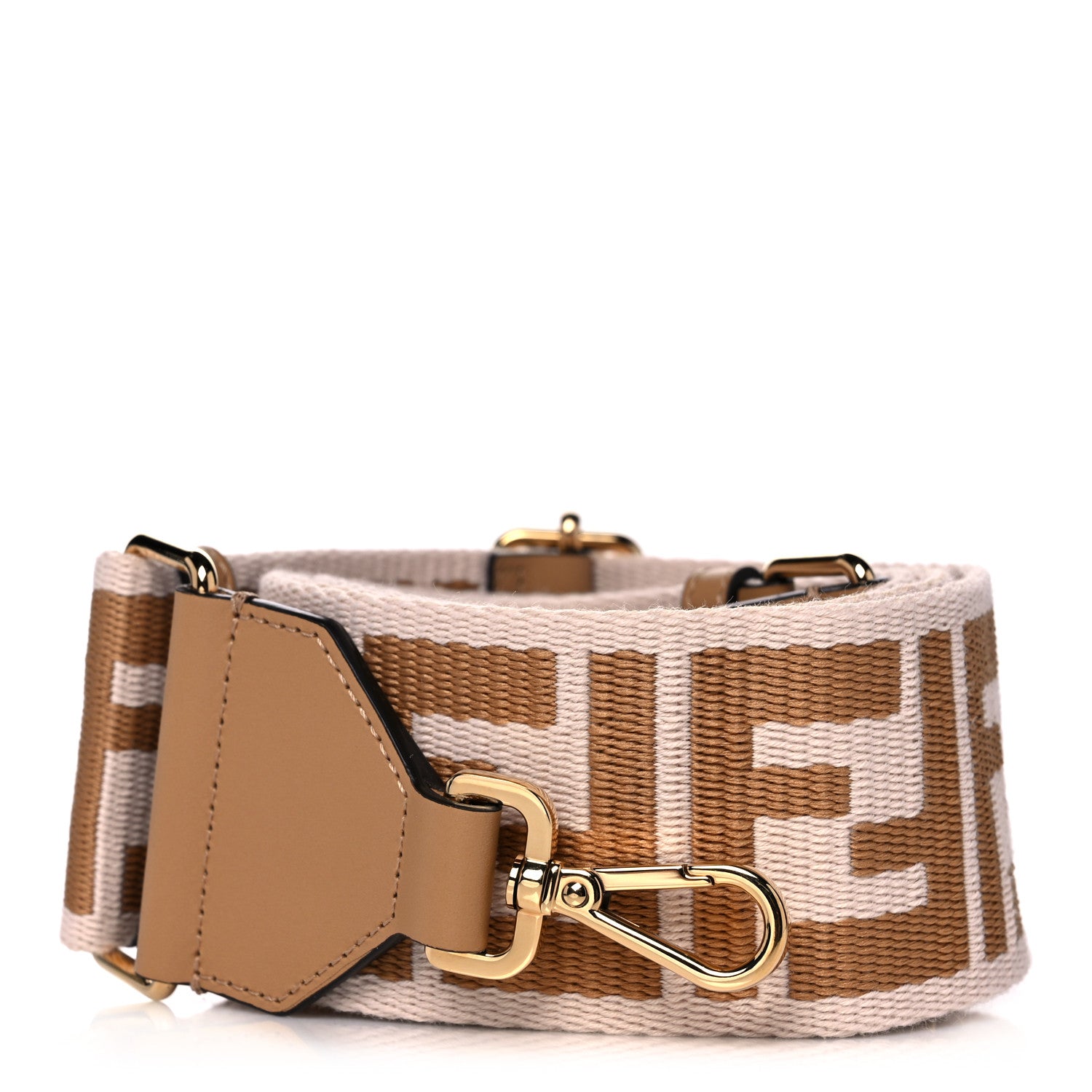Fendi Ribbon Vitello King FF 1974 Adjustable Strap You Poudre Cuoio Miele Scuro 1 of 7