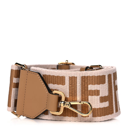 Fendi Ribbon Vitello King FF 1974 Adjustable Strap You Poudre Cuoio Miele Scuro 1 of 7