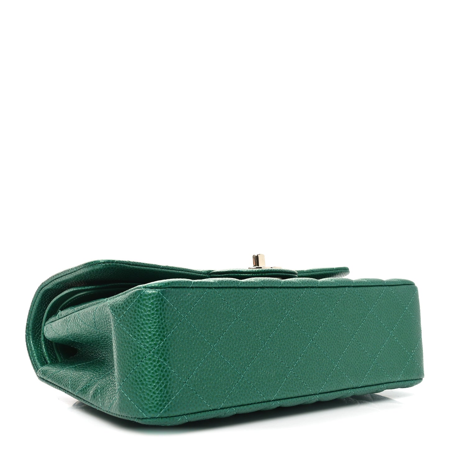 Metallic Caviar Quilted Small Double Flap Green