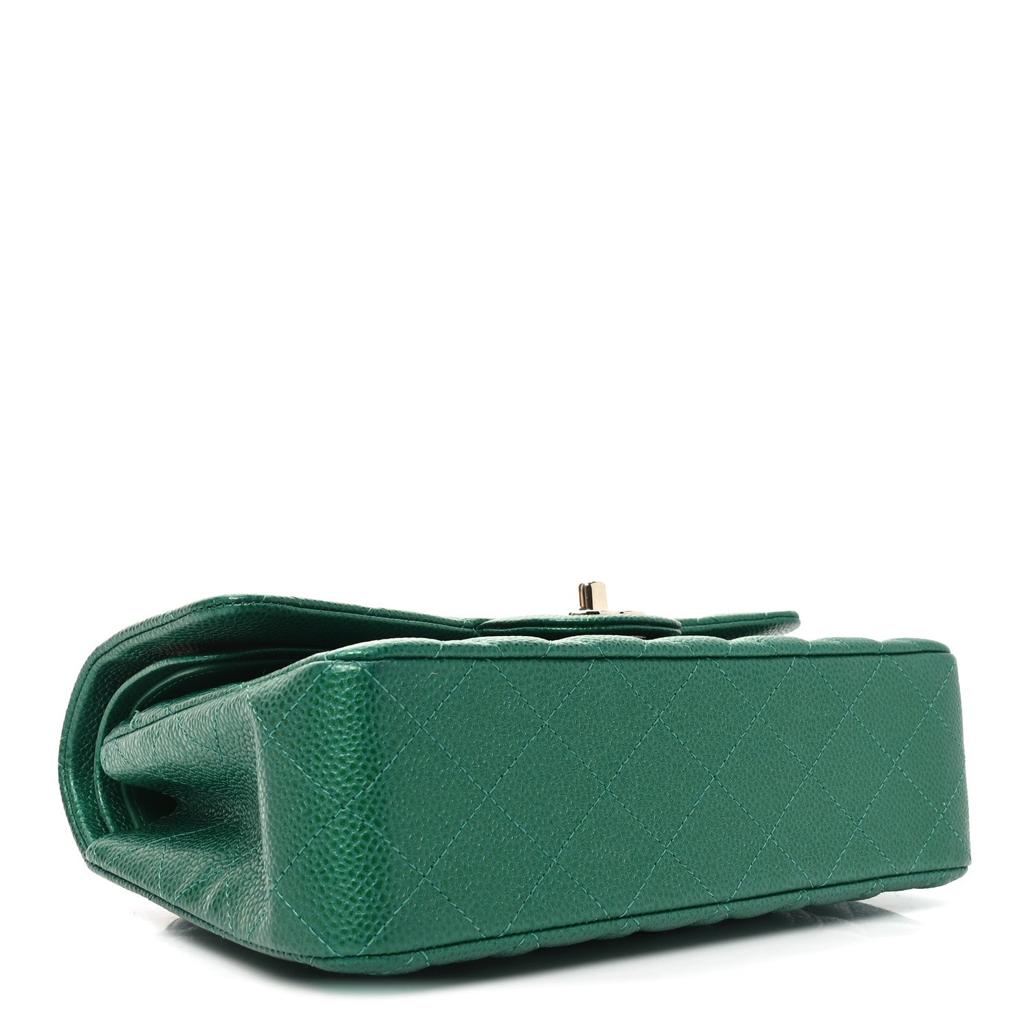 Chanel Metallic Caviar Quilted Small Double Flap Green 4 of 11