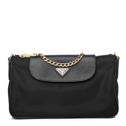 Prada Tessuto Nylon Saffiano Crossbody Bag Black 1 of 4