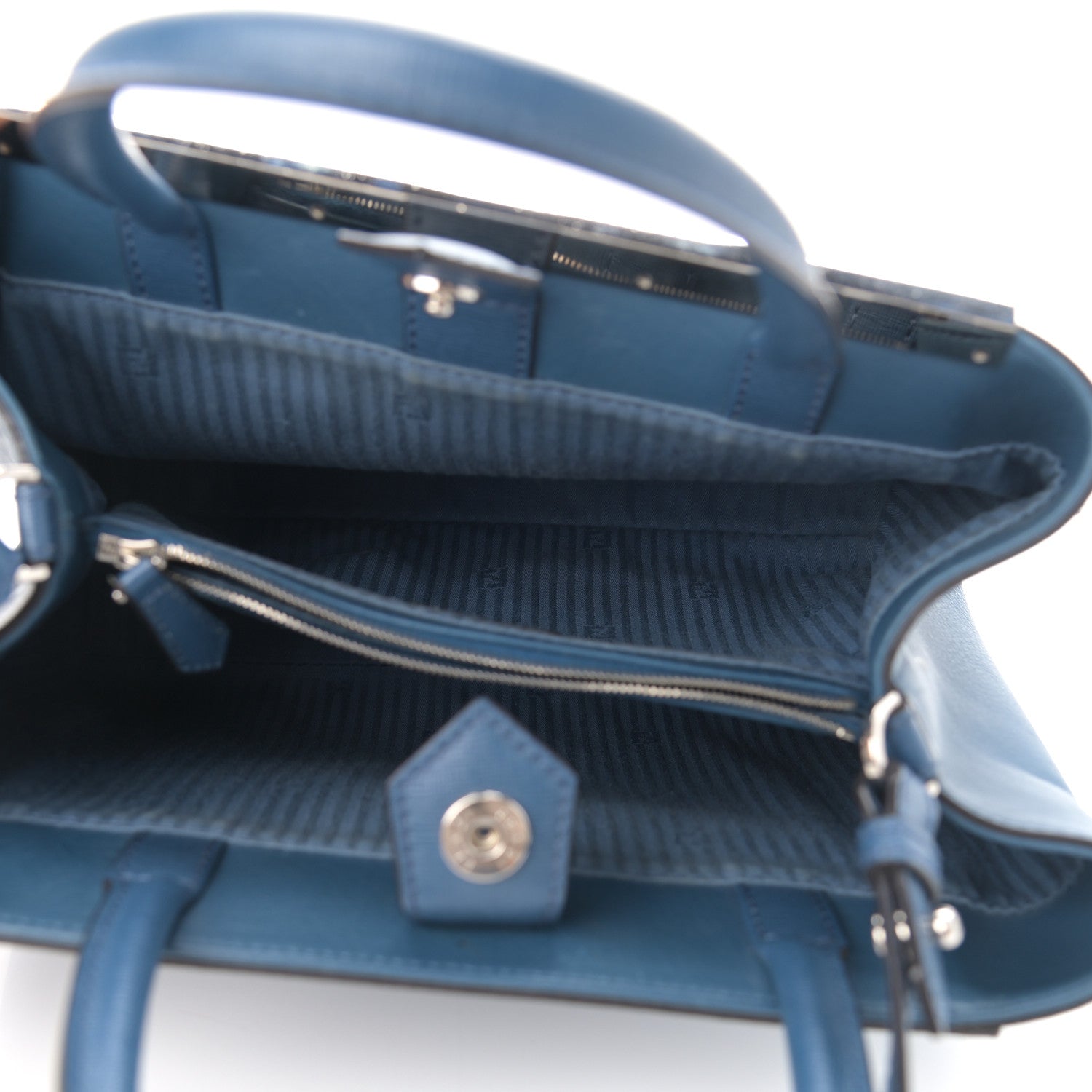 Fendi Vitello Elite Petite 2Jours Tote Blue 5 of 10