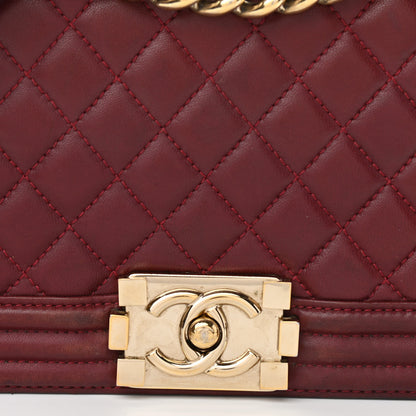 Chanel Lambskin Quilted Medium Boy Flap Dark Red 8 of 10