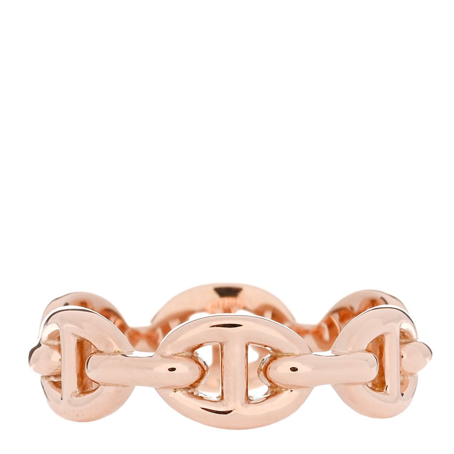 Hermes 18K Rose Gold PM Chaine d'Ancre Enchainee Ring 53 6.5 3 of 5