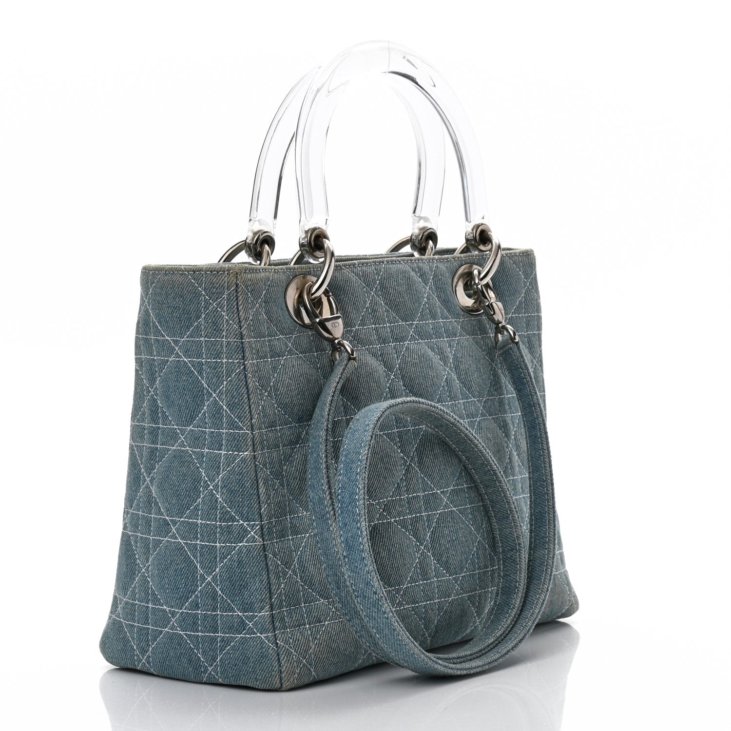 Christian Dior Denim Cannage Medium Lady Dior Light Blue 3 of 10