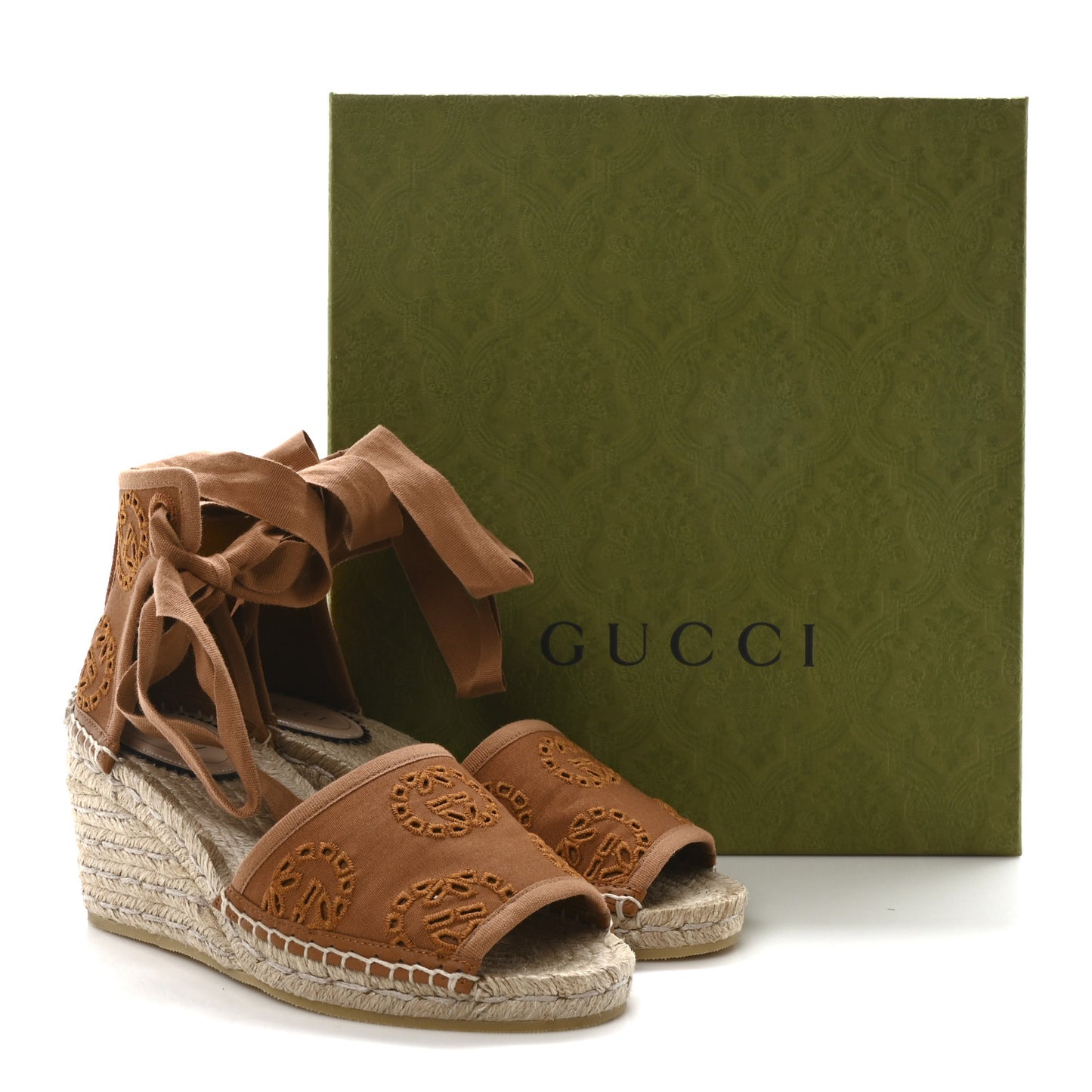 Canvas Interlocking G Espadrille Sandals 36 Blondie Cognac