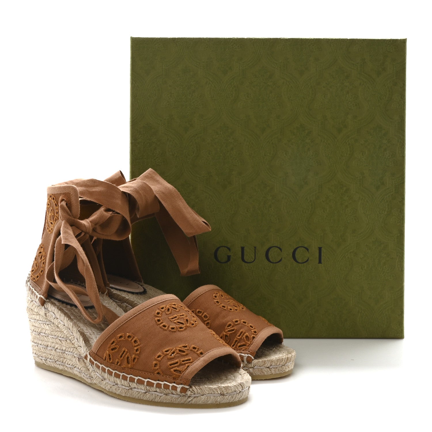 Gucci Canvas Interlocking G Espadrille Sandals 36 Blondie Cognac 8 of 8