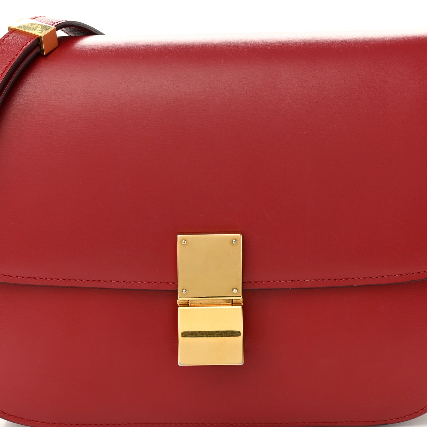 Box Calfskin Medium Classic Box Flap Bag Red