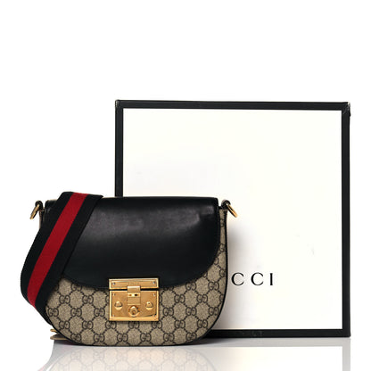 Gucci GG Supreme Monogram Web Medium Padlock Messenger Shoulder Bag Black 19 of 19