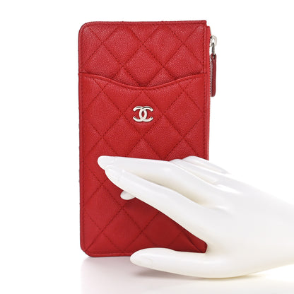 Chanel Caviar Quilted Classic Flat Wallet Pouch Red 2 of 8