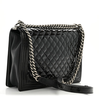 Chanel Patent Quilted Large Boy Flap Black 3 of 14