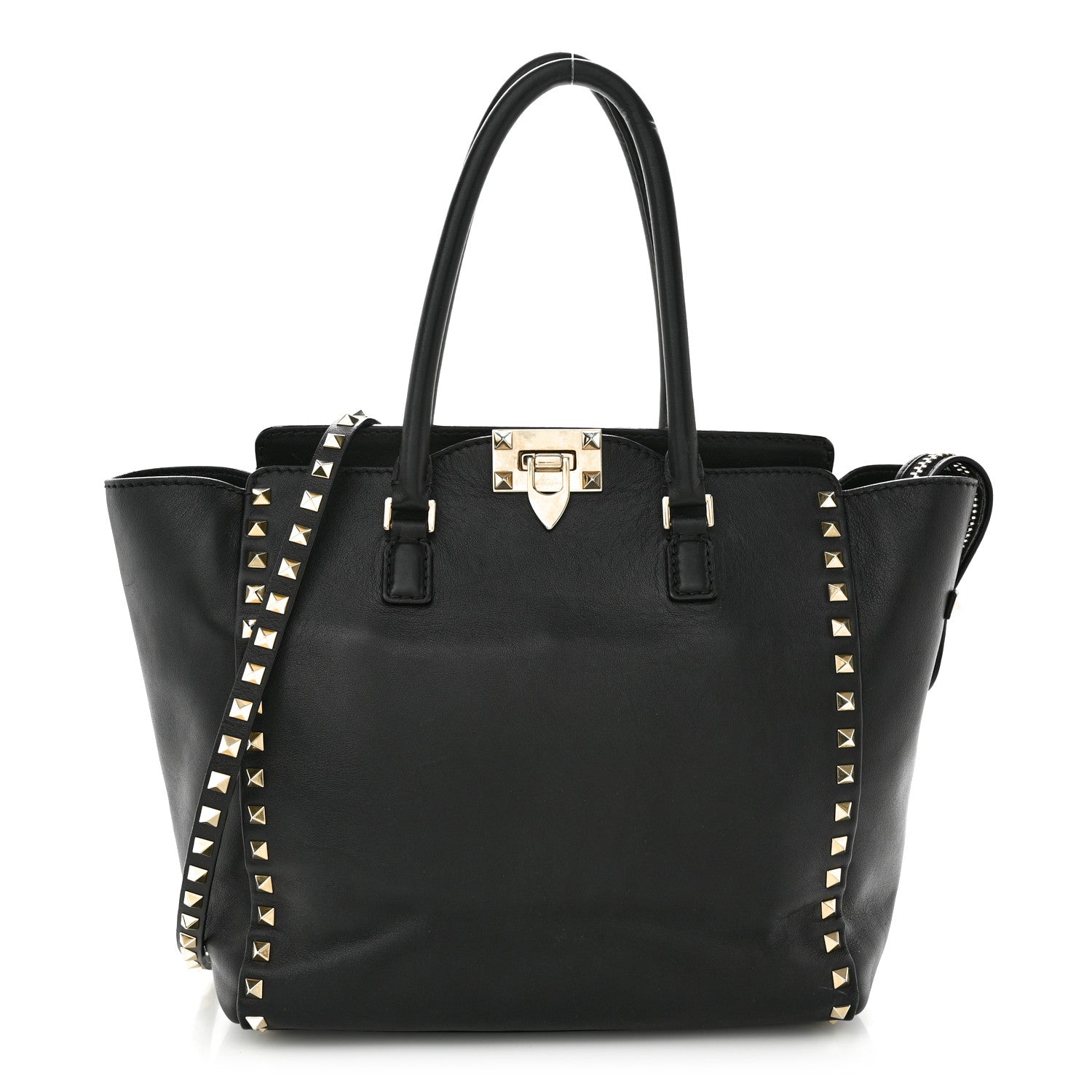 Valentino Garavani Vitello Rockstud Double Handle Tote Black 1 of 14