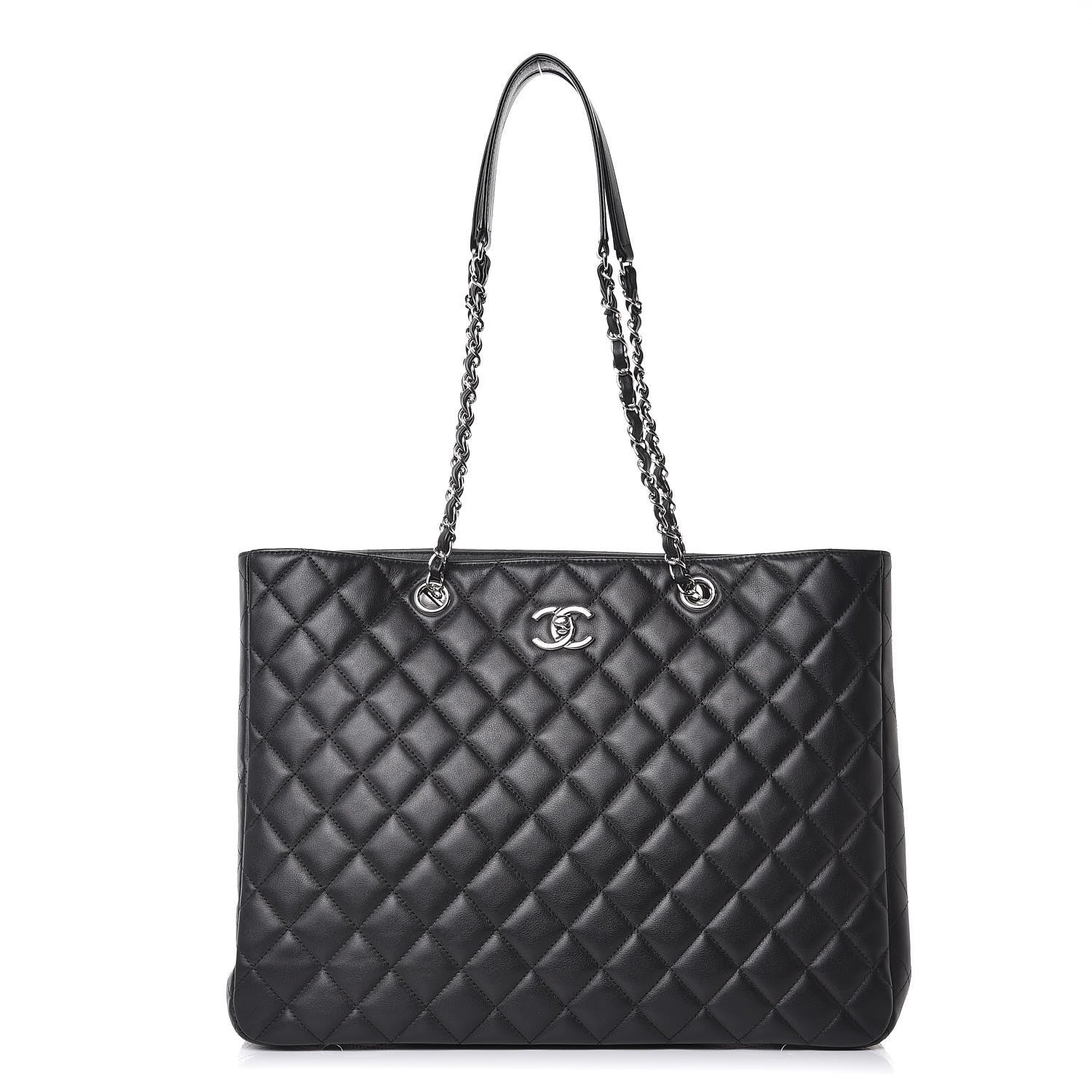 Chanel Calfskin Quilted Large CC Shopping Tote Black 1 of 8