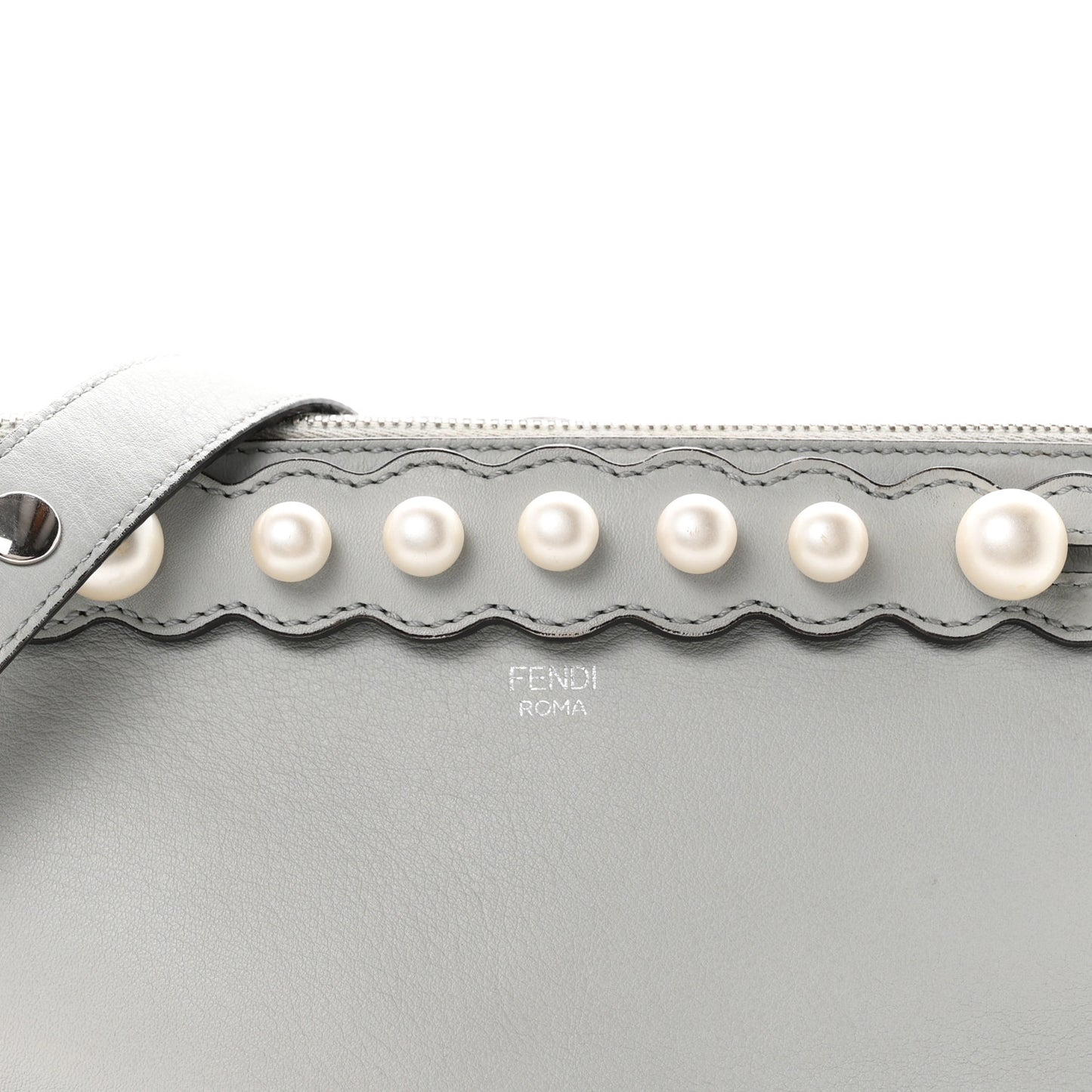 Vitello Dolce Pearl Scalloped Studded Medium By The Way Boston Bag Grigio Perla