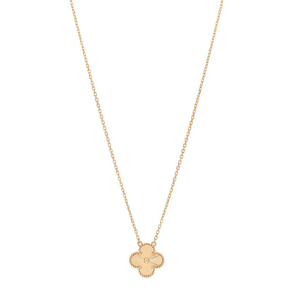 Van Cleef & Arpels 18K Yellow Gold Guilloche Vintage Alhambra Pendant Necklace 1 of 6