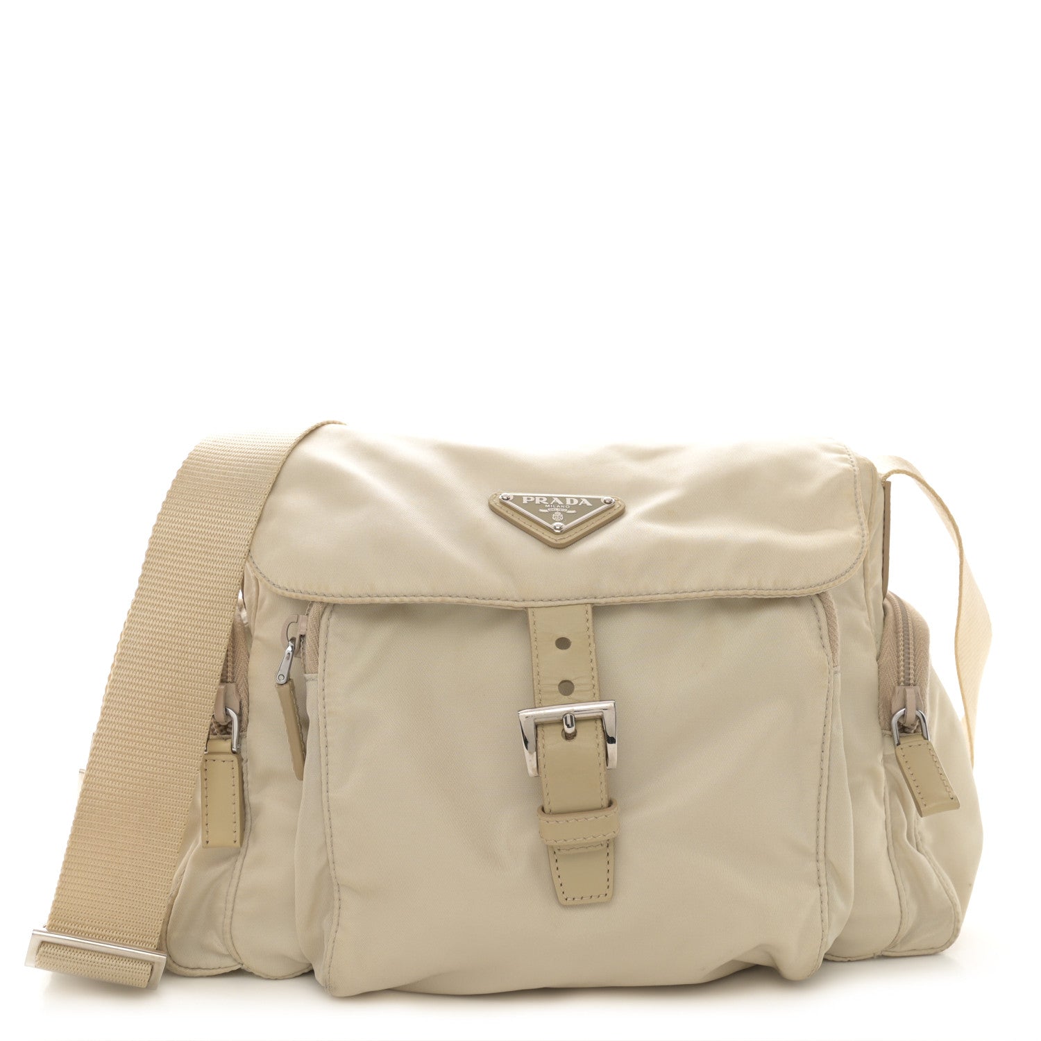 Prada Tessuto Nylon Saffiano Small Vela Messenger Deserto 1 of 11