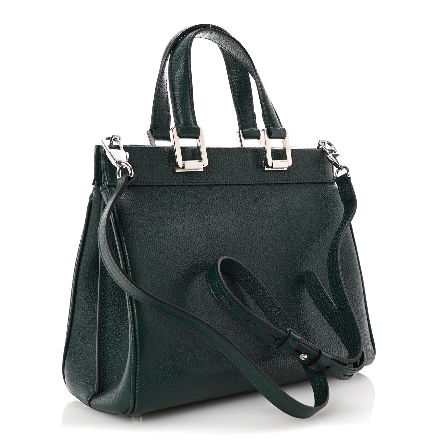 Grainy Calfskin Zumi Top Handle Bag Vintage Green