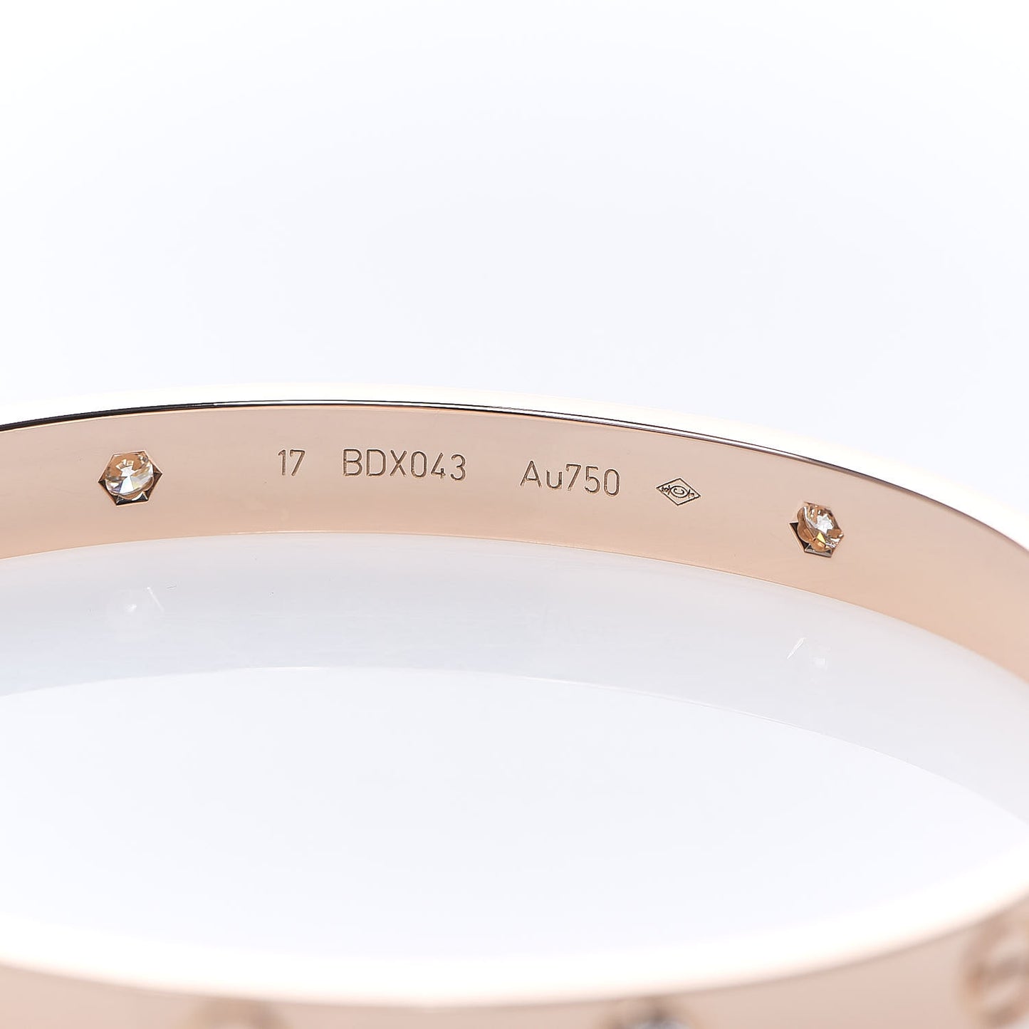18K Pink Gold 4 Diamond LOVE Bracelet 17