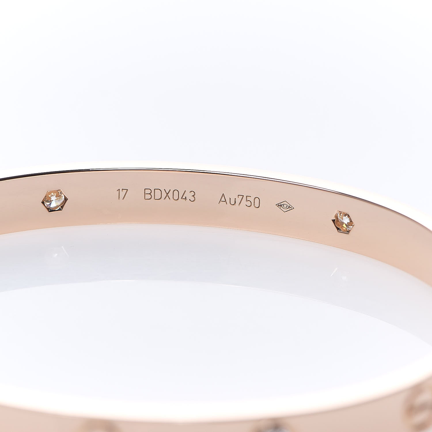Cartier 18K Pink Gold 4 Diamond LOVE Bracelet 17 5 of 7