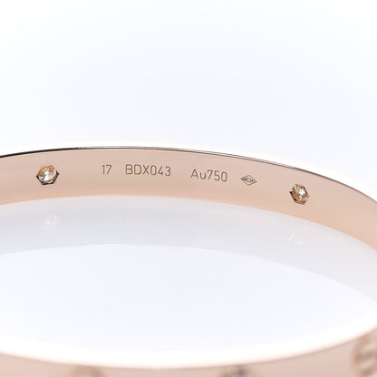 Cartier 18K Pink Gold 4 Diamond LOVE Bracelet 17 5 of 7