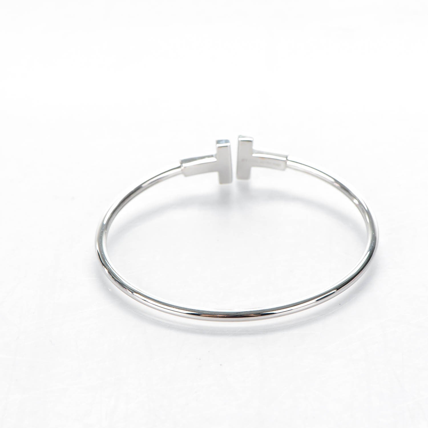 Tiffany 18K White Gold Diamond T Wire Bracelet 3 of 5