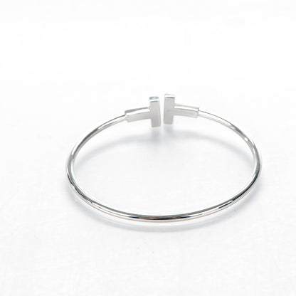 Tiffany 18K White Gold Diamond T Wire Bracelet 3 of 5