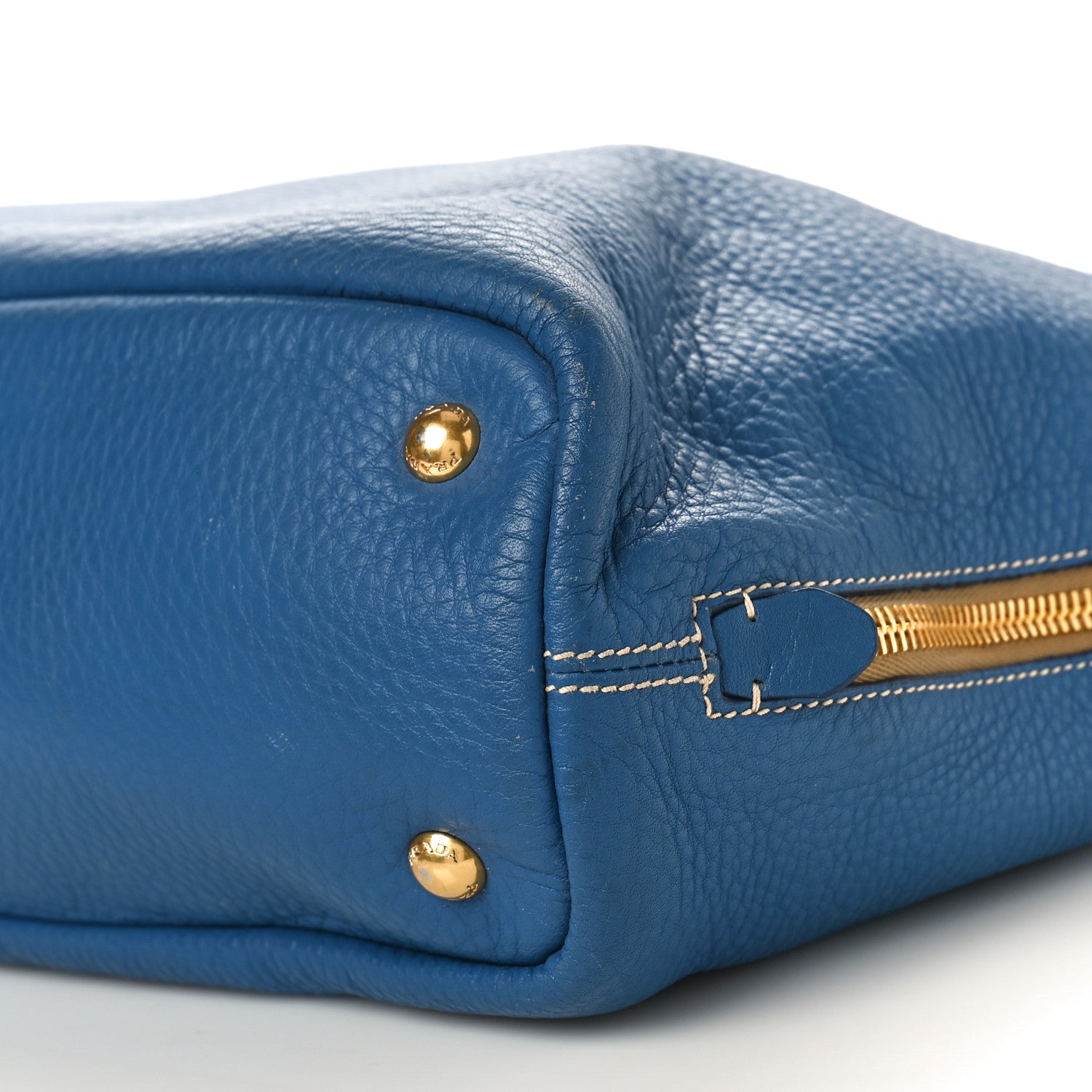Prada Vitello Phenix Side Zip Tote Cobalto 9 of 11