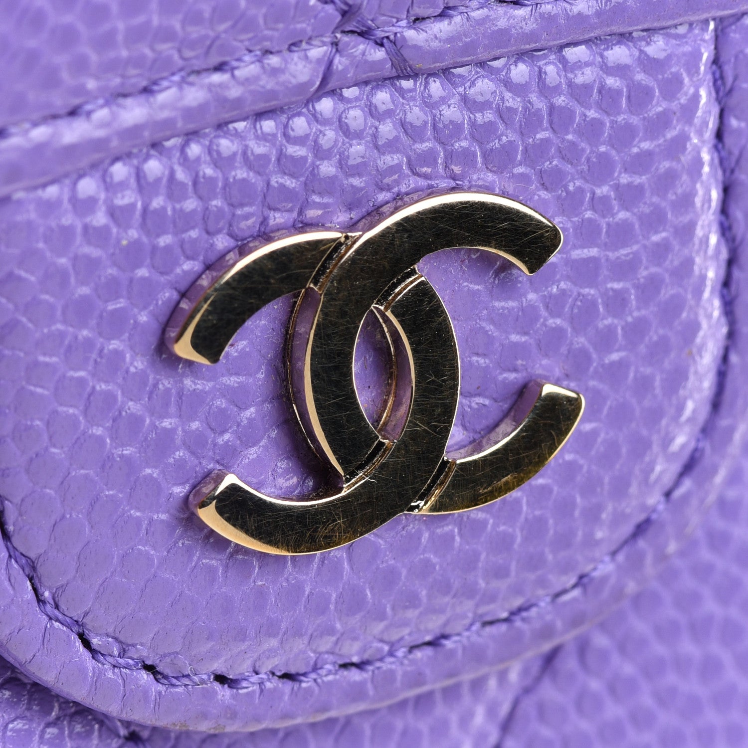 Chanel Caviar Quilted Flap Card Holder Wallet Purple 9 of 10