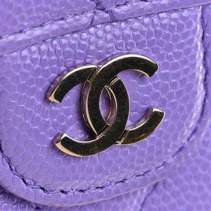 Chanel Caviar Quilted Flap Card Holder Wallet Purple 9 of 10