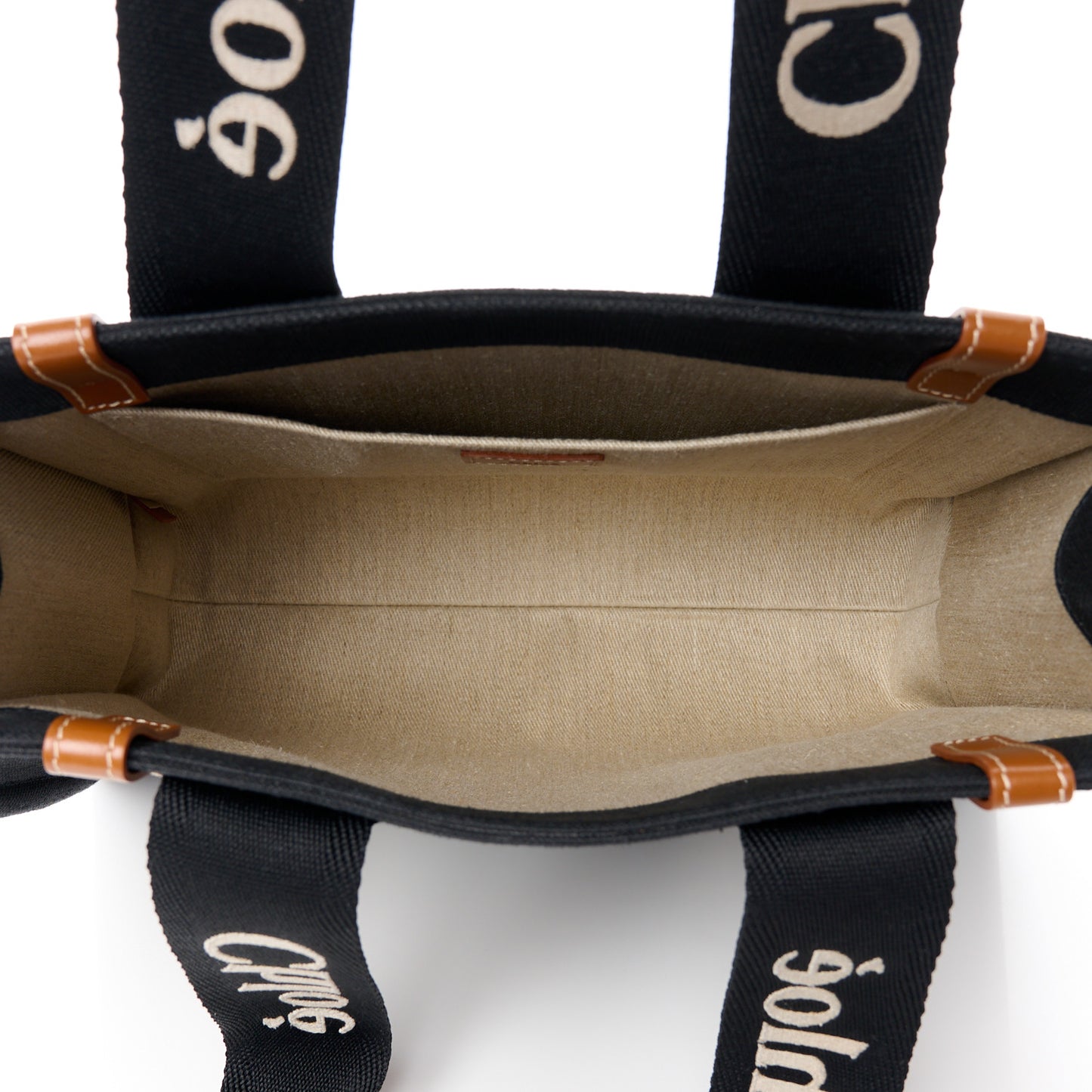 Cotton Calfskin Medium Woody Ribbon Tote Black