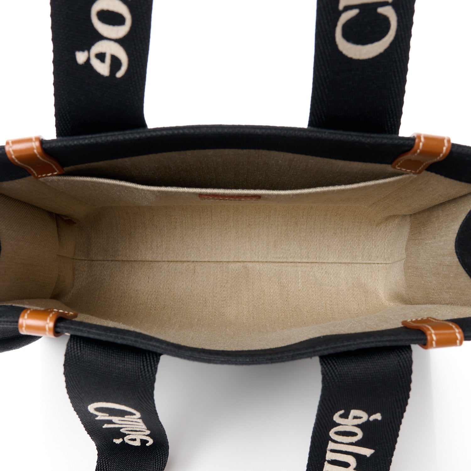 Chloe Cotton Calfskin Medium Woody Ribbon Tote Black 5 of 11