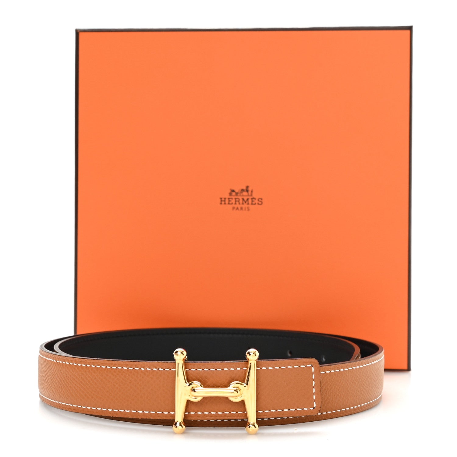 Hermes Epsom Swift 24mm Mors H Belt 80 32 Black Gold 5 of 5