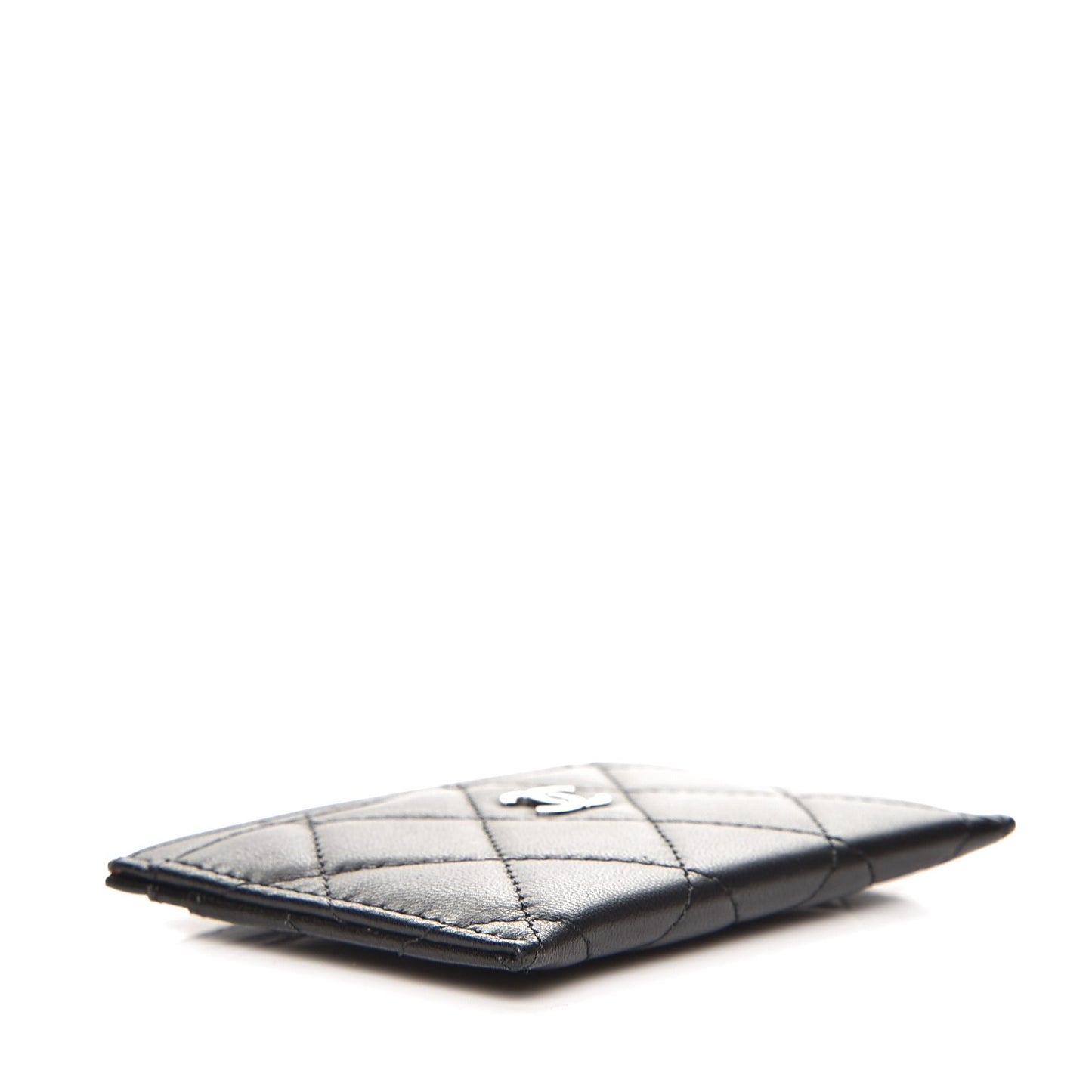 Lambskin Quilted Card Holder Black
